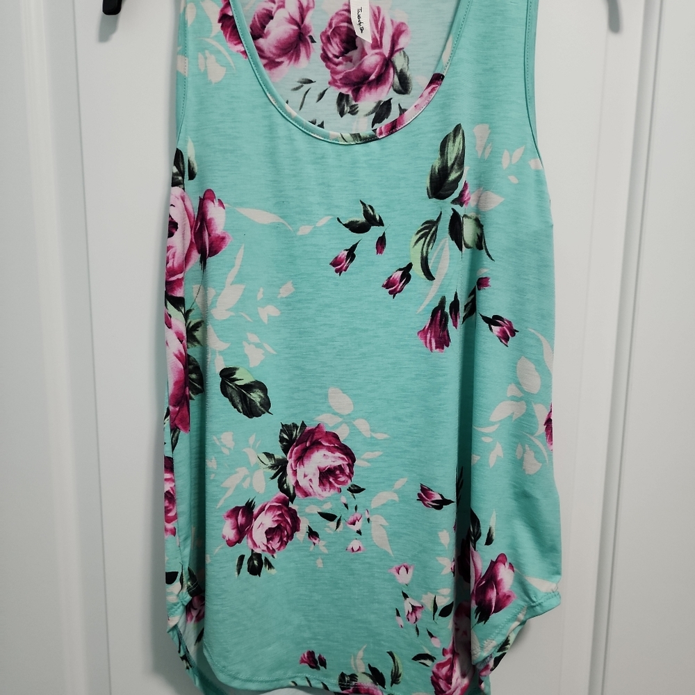 Twenty Two teal/green floral sleeveless top